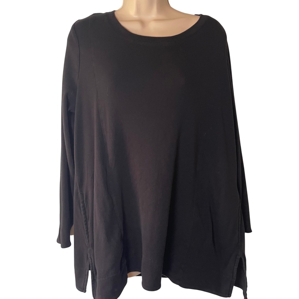 Chico's The Ultimate Tee Size 3 (US XL)‎ Pima Cotton Black Pockets Basic Casual